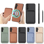 Custodia magnetica in pelle fibra carbonio per Galaxy A54 5G