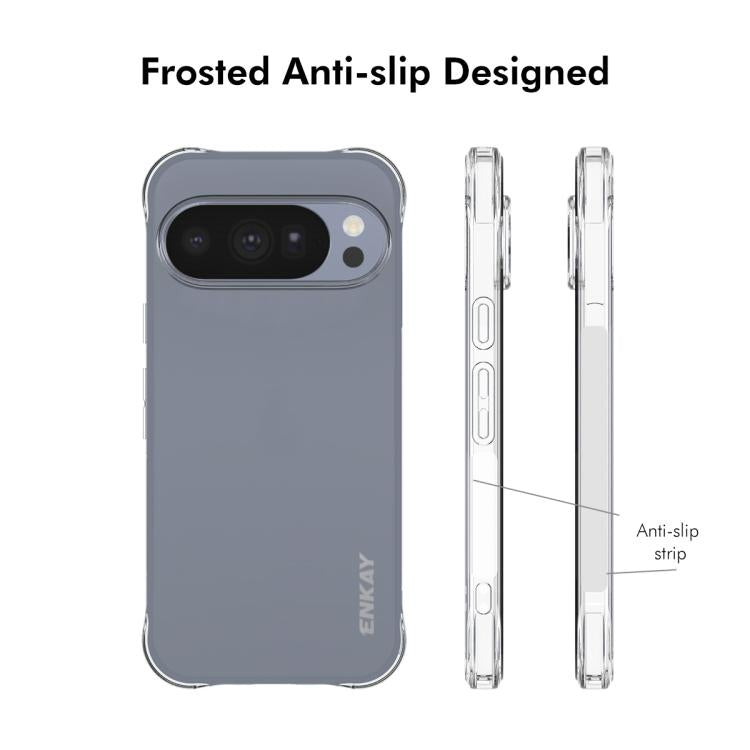 ENKAY Custodia per telefono antiscivolo antiurto in TPU trasparente, For Google Pixel 11 Pro XL, For Google Pixel 11, For Google Pixel 11 Pro, For Google Pixel 10a, For Google Pixel 9a, For Google Pixel 9 Pro, For Google Pixel 9, For Google Pixel 8a   ...