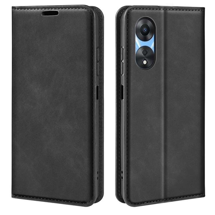 Per OPPO A58 Custodia per telefono in pelle con aspirazione magnetica retro-pelle, For OPPO A58