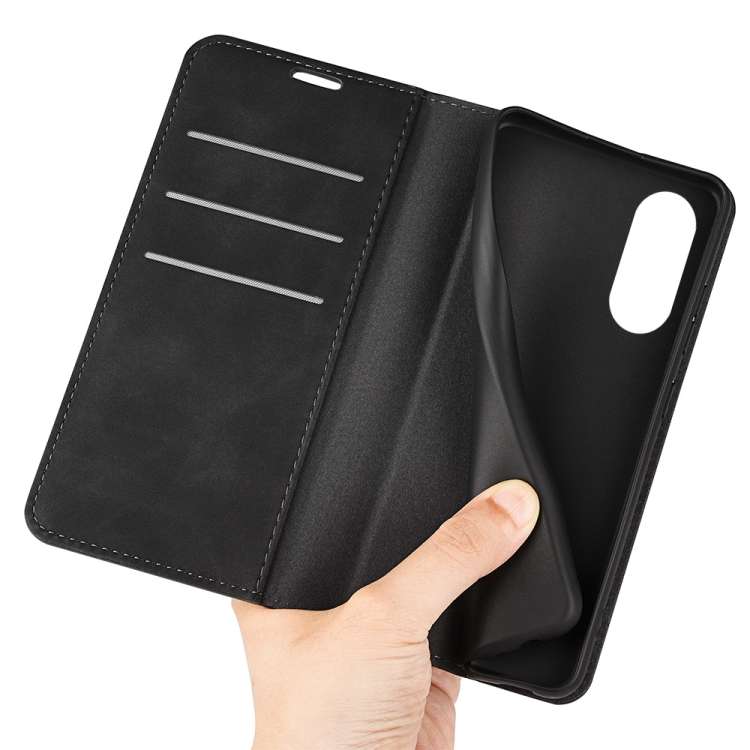 Per OPPO A58 Custodia per telefono in pelle con aspirazione magnetica retro-pelle, For OPPO A58