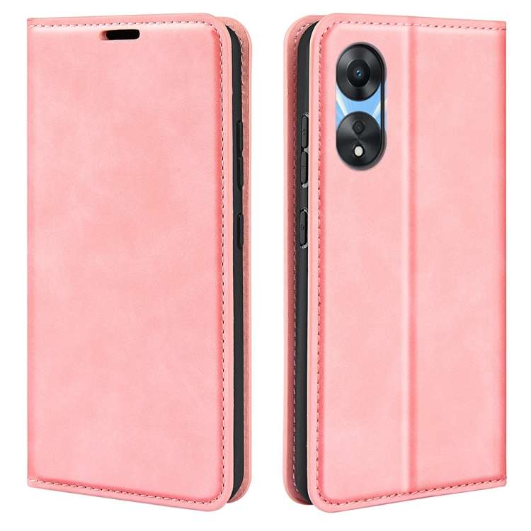 Per OPPO A58 Custodia per telefono in pelle con aspirazione magnetica retro-pelle, For OPPO A58