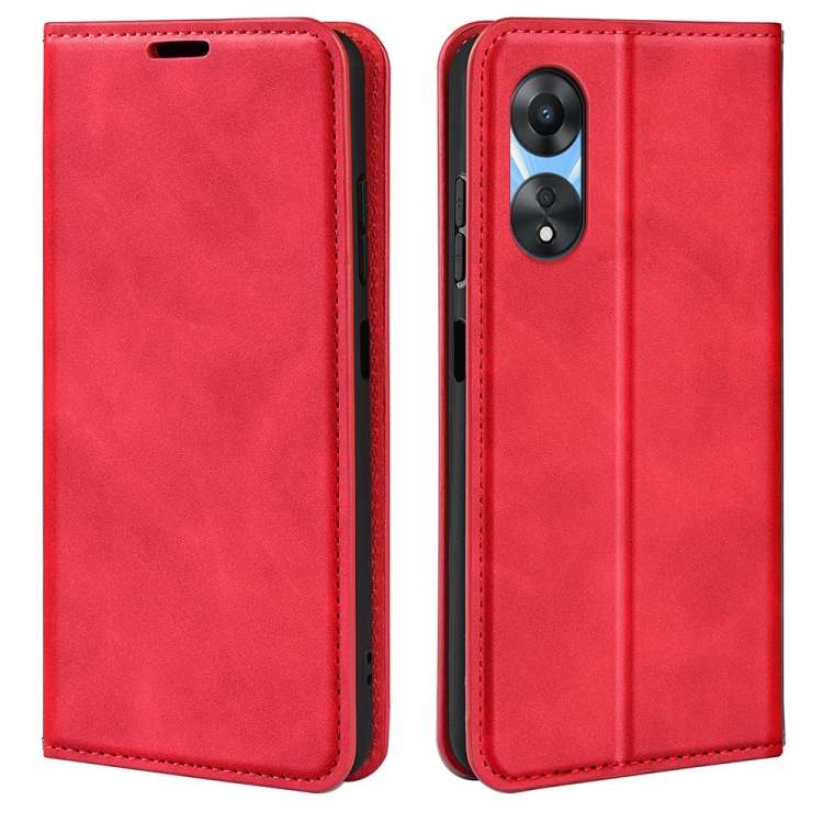 Per OPPO A58 Custodia per telefono in pelle con aspirazione magnetica retro-pelle, For OPPO A58