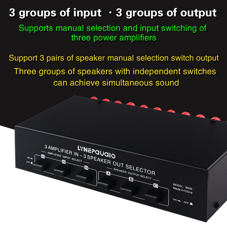 Commutatore per altoparlanti 3 ingressi e 3 uscite, 300 W - immagine 6