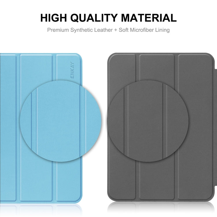 Per Xiaomi Pad 6 ENKAY Tri-fold Custer Texture Custodia Smart con supporto in pelle, For Xiaomi Pad 6
