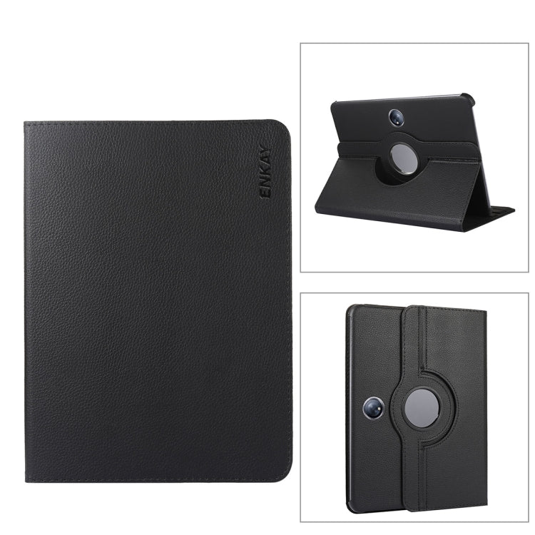 Per OnePlus Pad / OPPO Pad 2 ENKAY Custodia per tablet in pelle con supporto per rotazione a 360 gradi Litchi, For OnePlus Pad / OPPO Pad 2