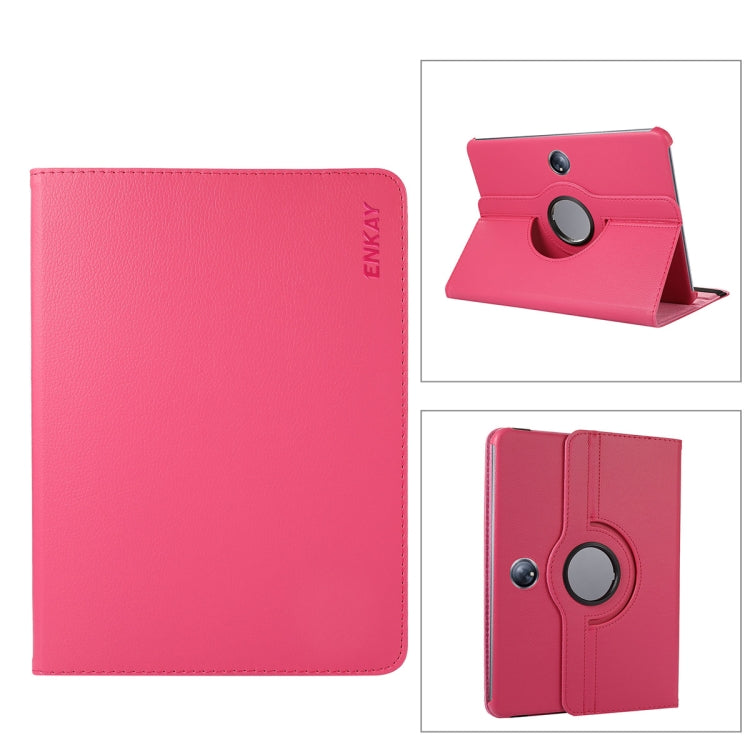 Per OnePlus Pad / OPPO Pad 2 ENKAY Custodia per tablet in pelle con supporto per rotazione a 360 gradi Litchi, For OnePlus Pad / OPPO Pad 2