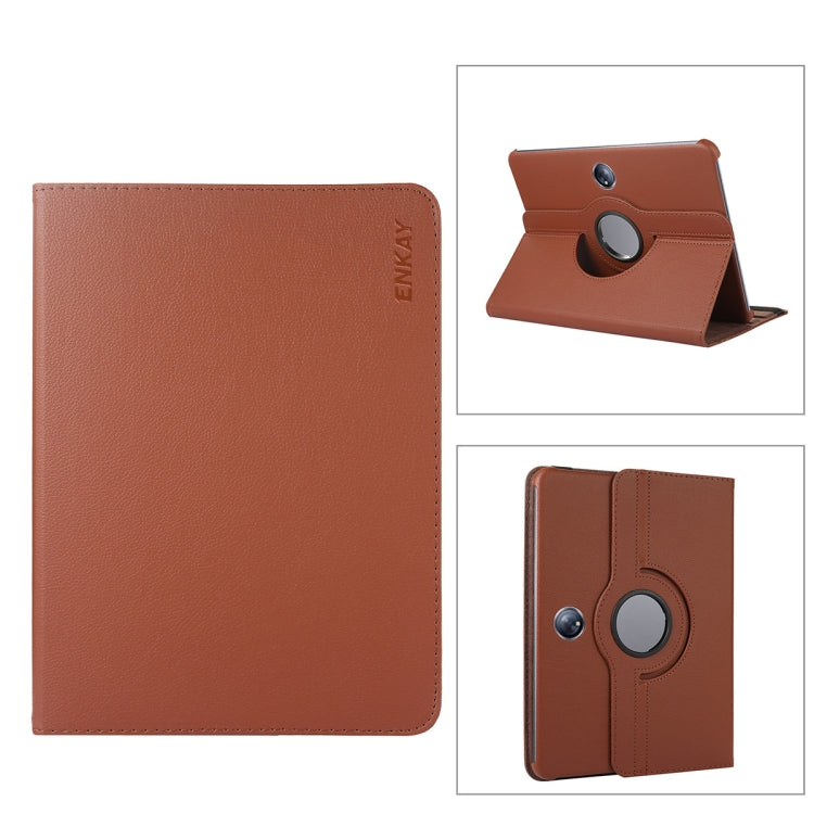Per OnePlus Pad / OPPO Pad 2 ENKAY Custodia per tablet in pelle con supporto per rotazione a 360 gradi Litchi, For OnePlus Pad / OPPO Pad 2