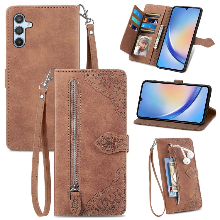 Custodia in pelle con cerniera per Samsung Galaxy A14 4G