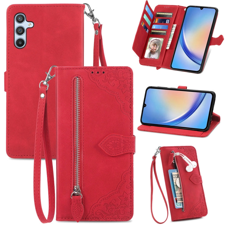 Custodia in pelle con cerniera per Samsung Galaxy A14 4G