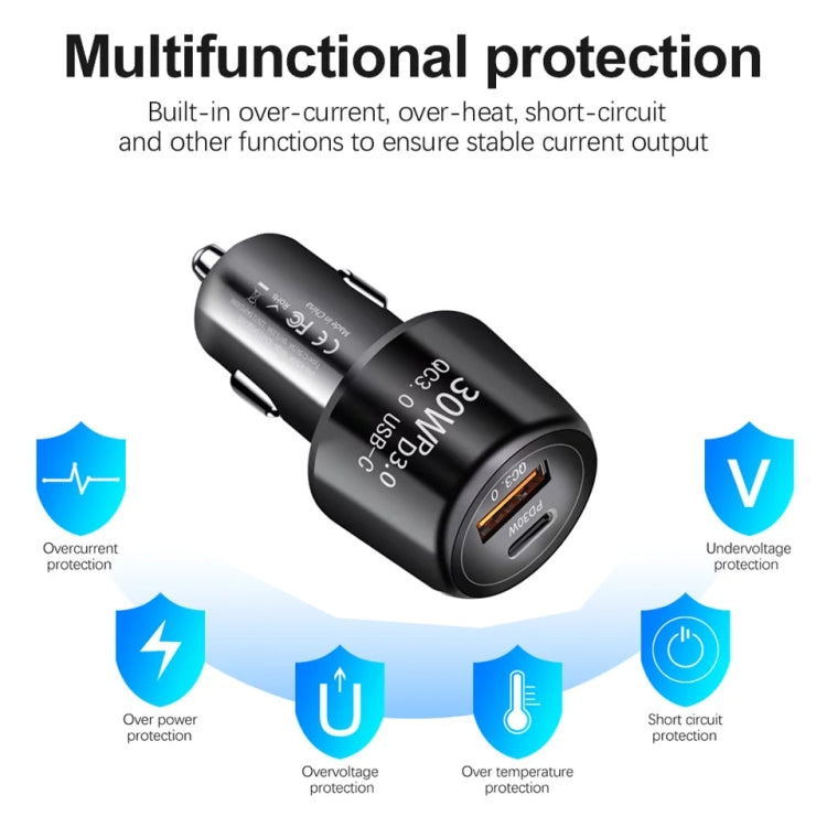 Caricatore auto doppia porta USB 48W PD30W + QC3.0 18W