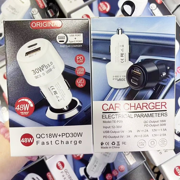 Caricatore auto doppia porta USB 48W PD30W + QC3.0 18W