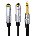 Adattatore audio stereo 6,35 mm maschio a doppia femmina, 0,2 m