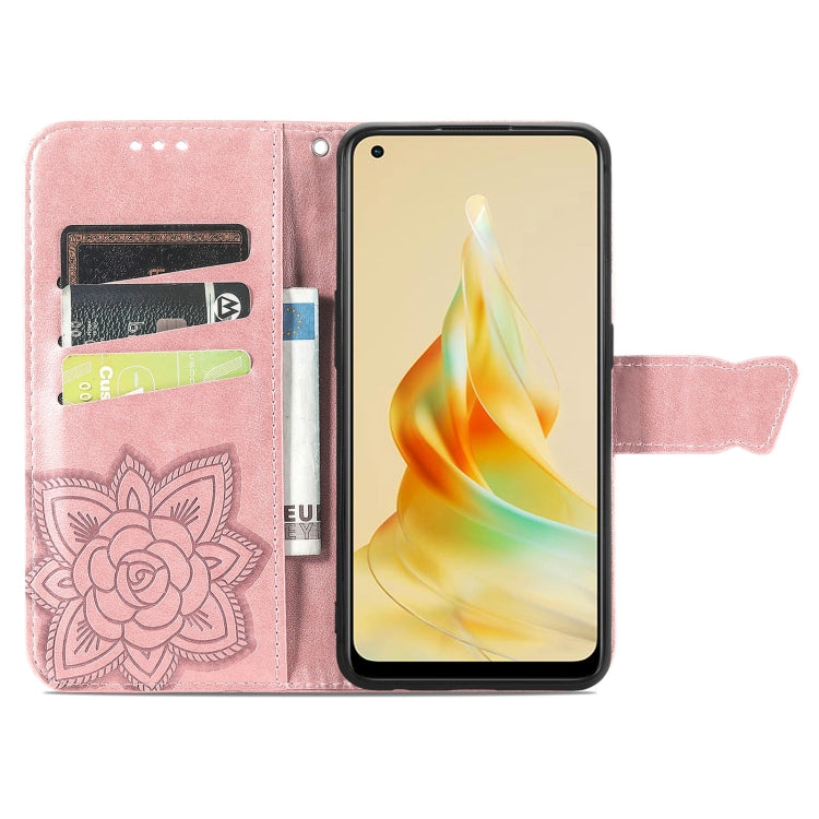 Custodia per telefono in pelle goffrata farfalla amore fiore, For OPPO Reno8 T 4G, For Honor 9C