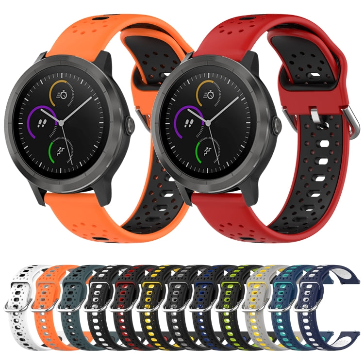 Cinturino in silicone bicolore traspirante da 20 mm, For Garmin Approach S40