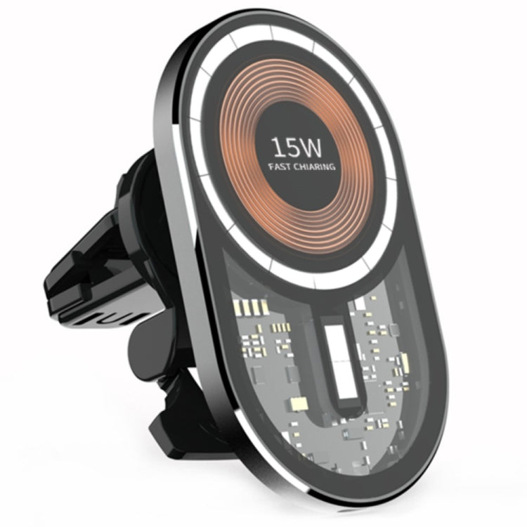 Caricabatterie wireless magnetico per auto trasparente 15W