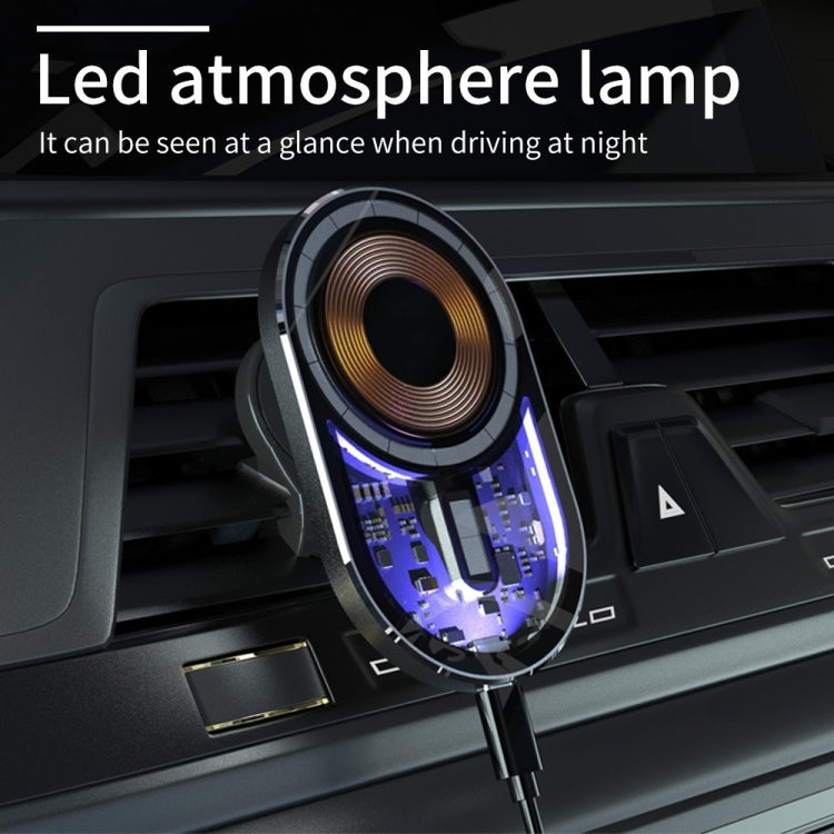 Caricabatterie wireless magnetico per auto trasparente 15W