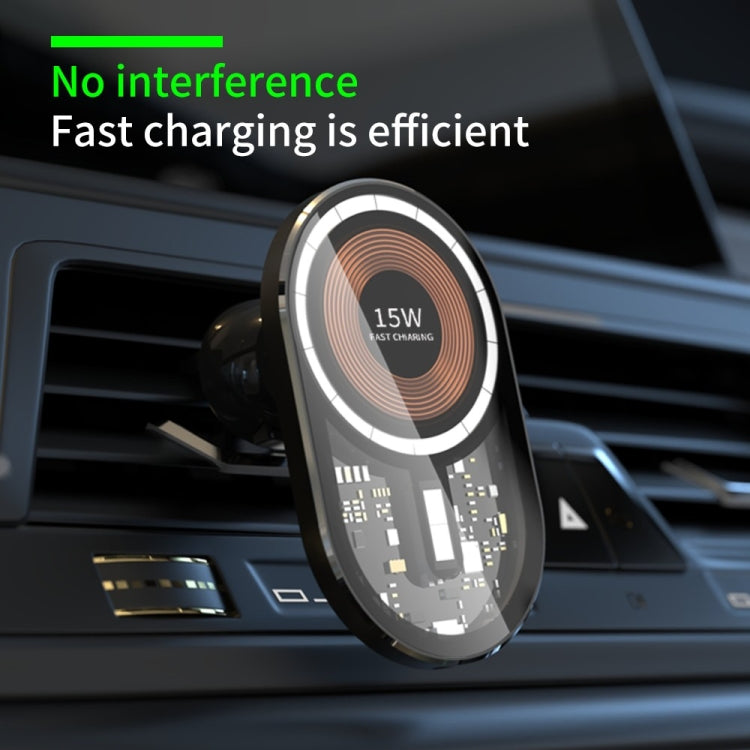 Caricabatterie wireless magnetico per auto trasparente 15W