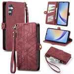 Custodia portafoglio in pelle con cerniera per Samsung Galaxy