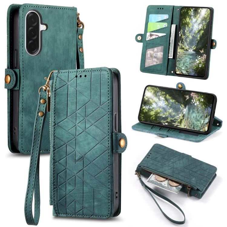 Custodia portafoglio in pelle con cerniera per Samsung Galaxy