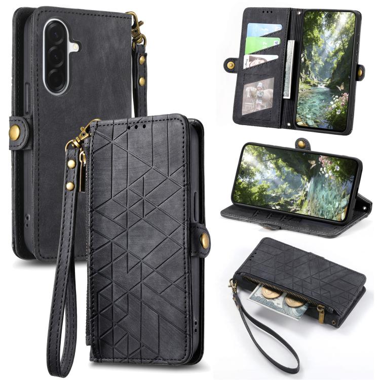 Custodia portafoglio in pelle con cerniera per Samsung Galaxy