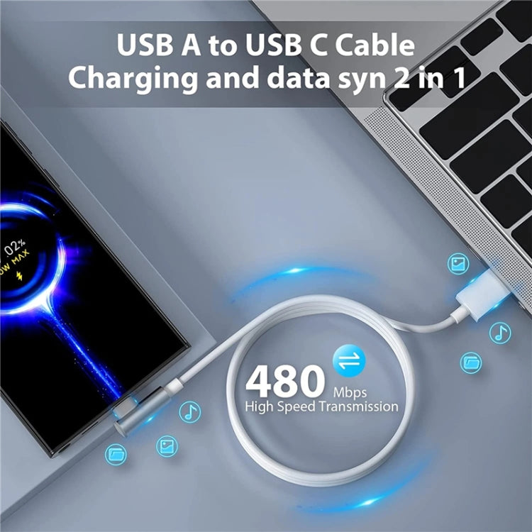 Cavo USB A a Type-C 1 metro gomito ricarica rapida