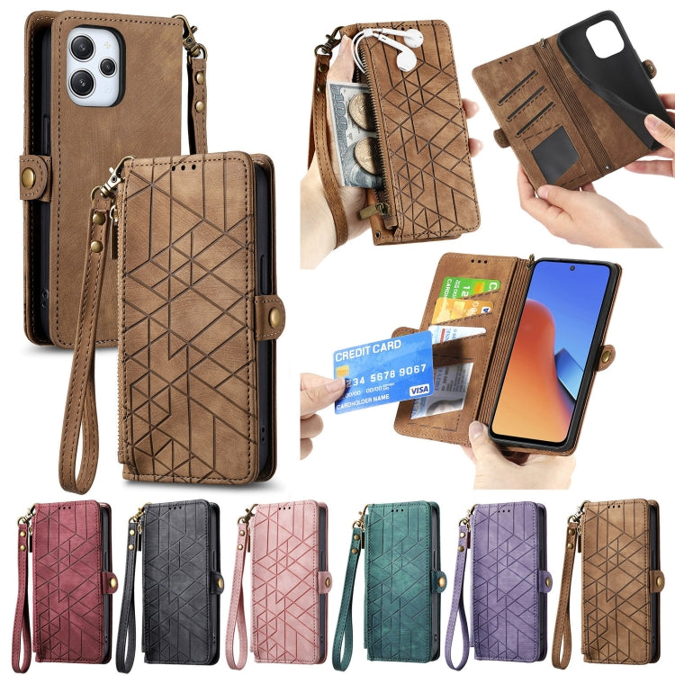 Portafoglio con cerniera geometrica Portafoglio in pelle con fibbia laterale, For Xiaomi Redmi K30, For Xiaomi Redmi Note 8T, For Xiaomi Redmi Note 8, For Xiaomi Redmi Note 8 Pro