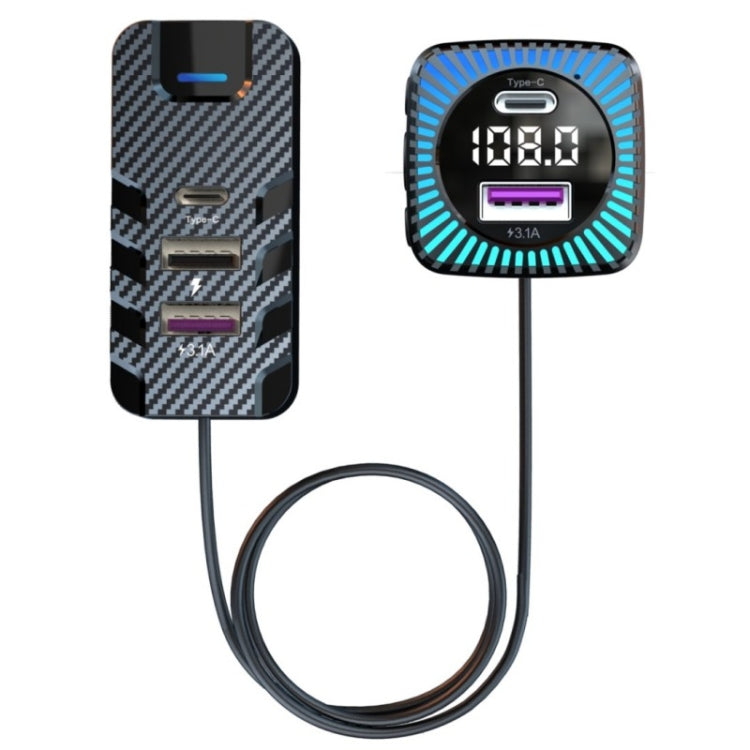 Caricabatterie rapido auto multiporta 75W con Bluetooth