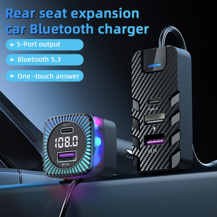 Caricabatterie rapido auto multiporta 75W con Bluetooth