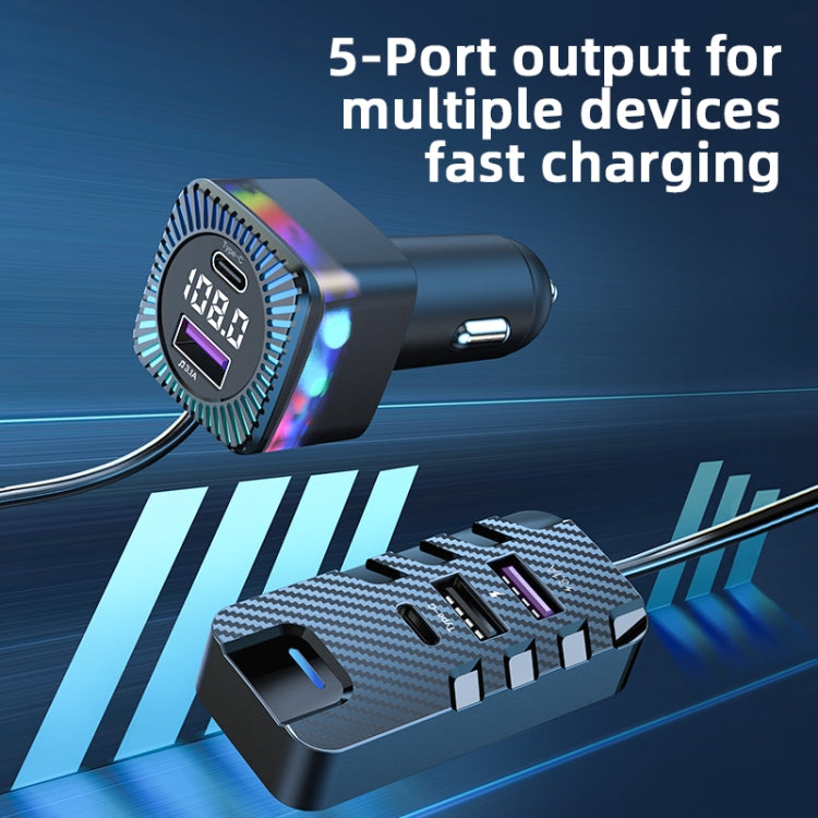 Caricabatterie rapido auto multiporta 75W con Bluetooth
