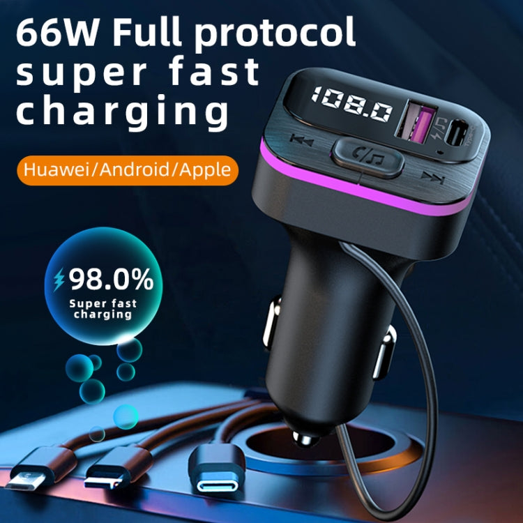 Caricabatteria auto 66W con 3 cavi e trasmettitore Bluetooth