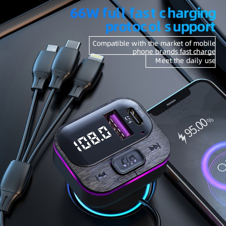 Caricabatteria auto 66W con 3 cavi e trasmettitore Bluetooth