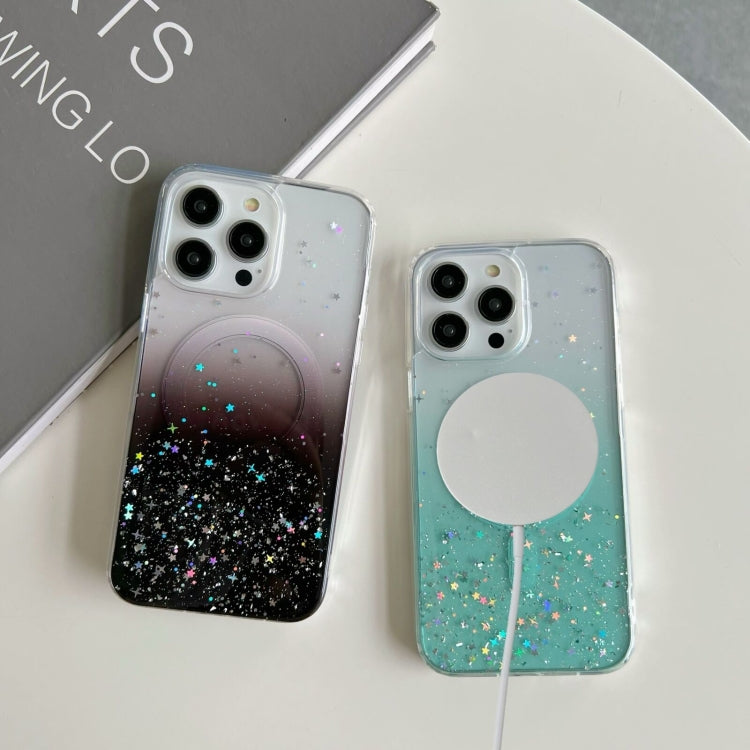 Custodia per telefono in TPU trasparente ibrida MagSafe Glitter, For iPhone 16 Pro Max, For iPhone 16 Pro, For iPhone 16 Plus, For iPhone 16