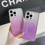 Custodia per telefono in TPU trasparente ibrida MagSafe Glitter, For iPhone 16 Pro Max, For iPhone 16 Pro, For iPhone 16 Plus, For iPhone 16