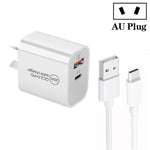 Caricabatterie doppia porta USB PD30W USB-C + QC3.0 con cavo 1 m