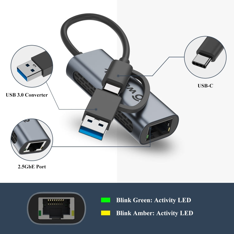 Adattatore Ethernet USB-C Wavlink NWU330GCA fino a 2,5 Gbps - immagine 2