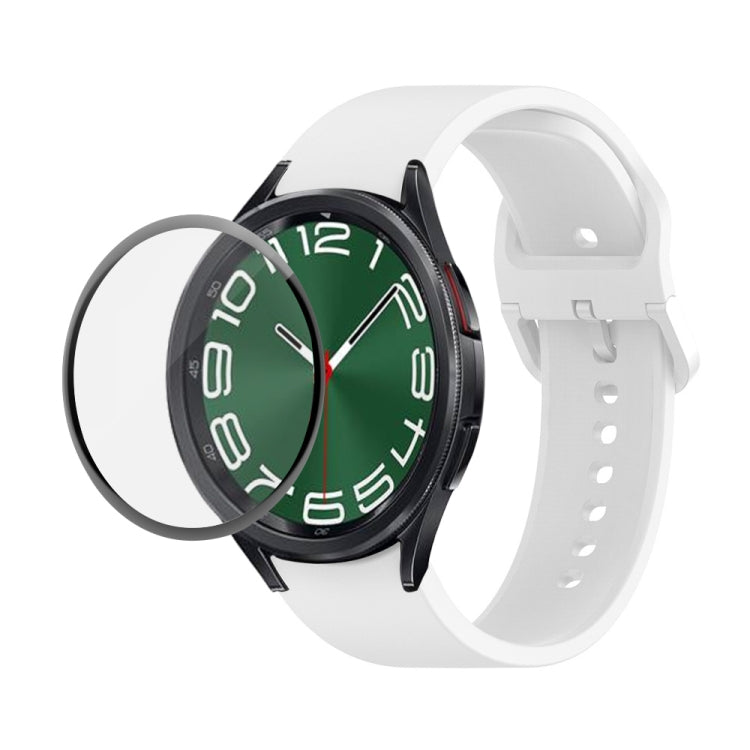 JUNSUNMAY cinturino regolabile in silicone + kit protezione schermo PMMA a copertura totale, For Samsung Galaxy Watch6 Classic 43mm