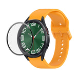 JUNSUNMAY cinturino regolabile in silicone + kit protezione schermo PMMA a copertura totale, For Samsung Galaxy Watch6 Classic 47mm