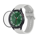 JUNSUNMAY cinturino regolabile in silicone + kit protezione schermo PMMA a copertura totale, For Samsung Galaxy Watch6 Classic 47mm