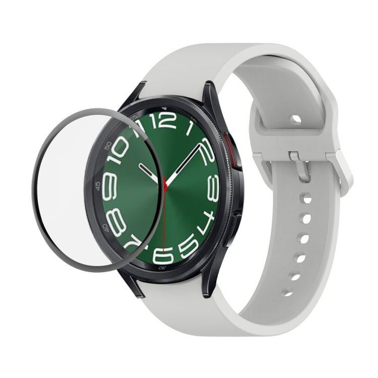 JUNSUNMAY cinturino regolabile in silicone + kit protezione schermo PMMA a copertura totale, For Samsung Galaxy Watch6 Classic 47mm