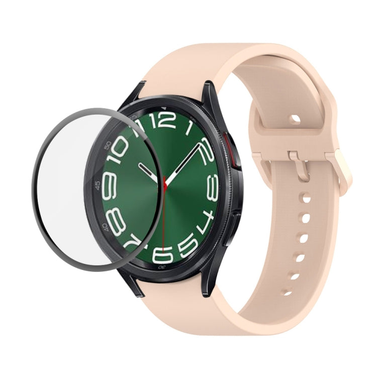 JUNSUNMAY cinturino regolabile in silicone + kit protezione schermo PMMA a copertura totale, For Samsung Galaxy Watch6 Classic 47mm