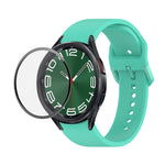 JUNSUNMAY cinturino regolabile in silicone + kit protezione schermo PMMA a copertura totale, For Samsung Galaxy Watch6 Classic 47mm
