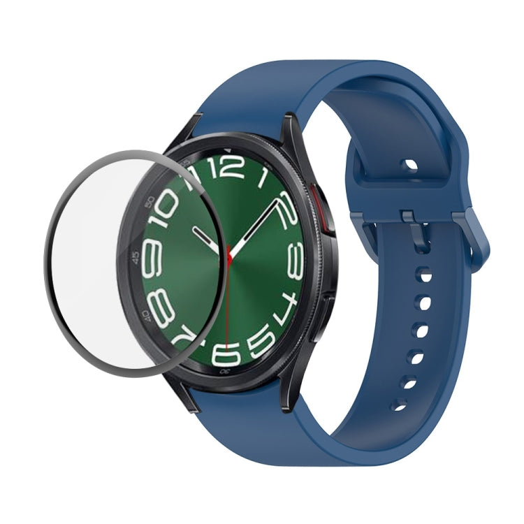 JUNSUNMAY cinturino regolabile in silicone + kit protezione schermo PMMA a copertura totale, For Samsung Galaxy Watch6 Classic 47mm