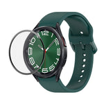 JUNSUNMAY cinturino regolabile in silicone + kit protezione schermo PMMA a copertura totale, For Samsung Galaxy Watch6 Classic 47mm