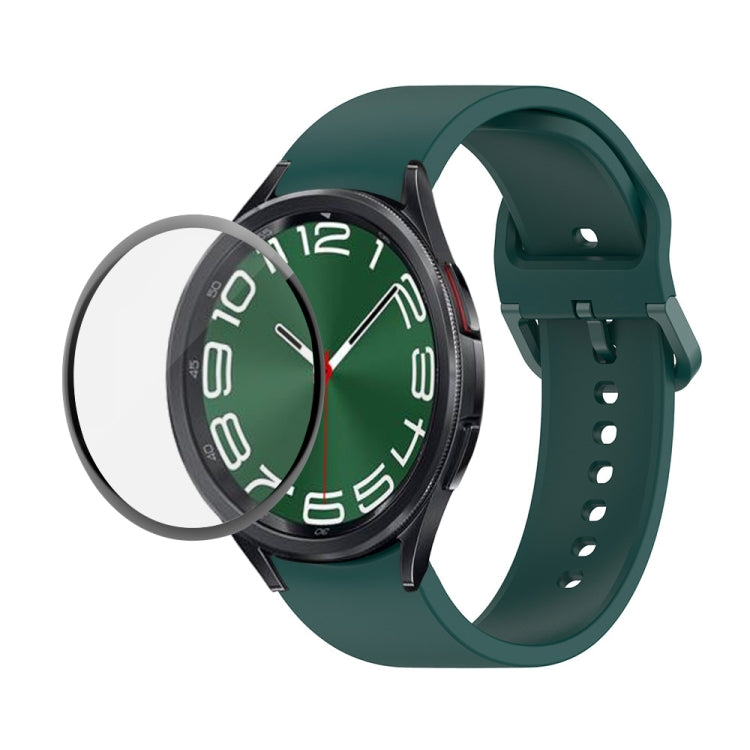 JUNSUNMAY cinturino regolabile in silicone + kit protezione schermo PMMA a copertura totale, For Samsung Galaxy Watch6 Classic 47mm