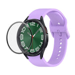 JUNSUNMAY cinturino regolabile in silicone + kit protezione schermo PMMA a copertura totale, For Samsung Galaxy Watch6 Classic 47mm