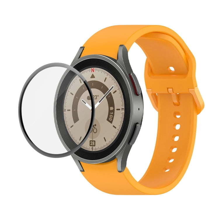 JUNSUNMAY cinturino regolabile in silicone + kit protezione schermo PMMA a copertura totale, For Samsung Galaxy Watch5 Pro 45mm
