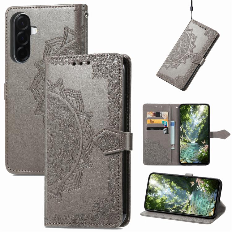 Custodia in pelle goffrata Mandala per Samsung Galaxy A57 5G