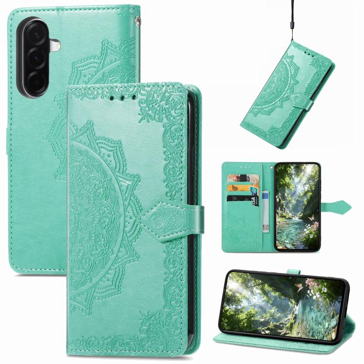 Custodia in pelle goffrata Mandala per Samsung Galaxy A57 5G