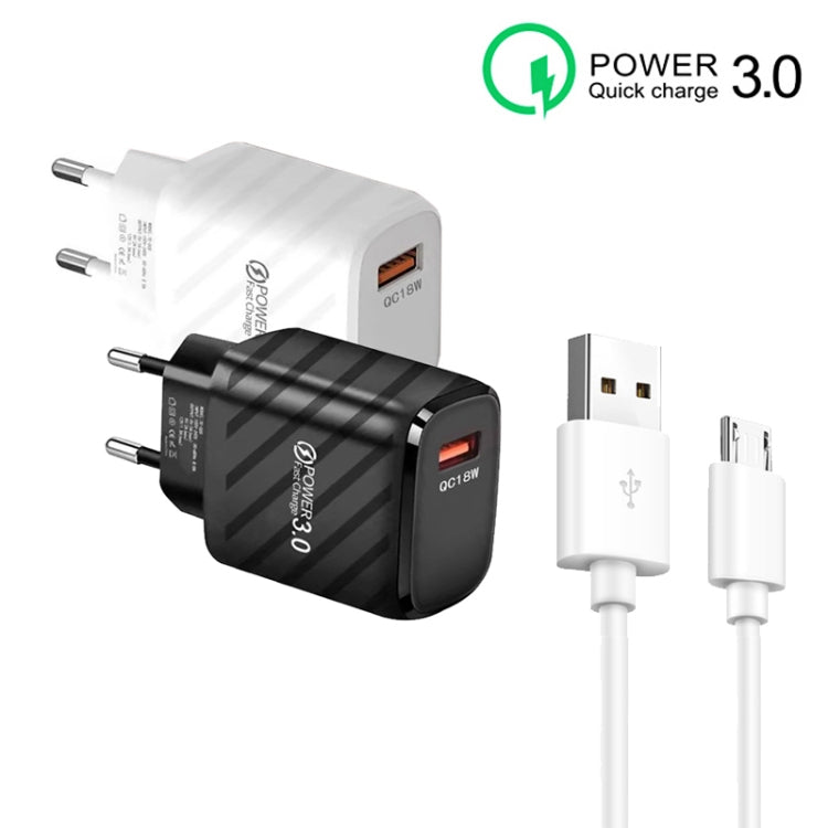 Caricabatterie rapido USB QC3.0 18W con cavo Micro USB 1m
