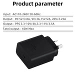 Caricabatterie rapido USB-C 45W con cavo Type-C 1 metro